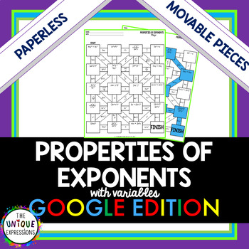 Preview of Properties of Exponents Digital Maze Activity with Variables