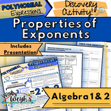 Properties of Exponents Discovery Activity | Algebra 1 and 2