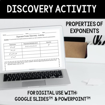 Preview of Properties of Exponents Discovery Activity - PDF, PPT, and Google Slides