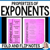 Properties of Exponents Foldable Style Notes
