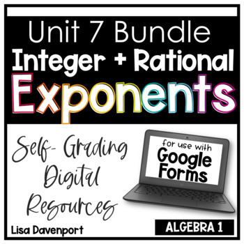 Preview of Properties of Exponents Google Forms Homework and Assessment Bundle