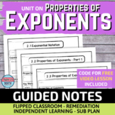 Properties of Exponents Guided Notes for Video Lessons