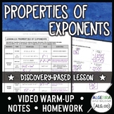 Properties of Exponents Lesson | Warm-Up | Guided Notes | 