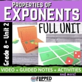 Properties of Exponents Lessons - Full Unit - Flipped Classroom