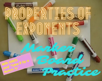 Preview of Properties of Exponents Marker Board Practice (w/ Hints and GT ?s)