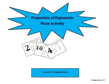 Preview of Properties of Exponents Maze Activity