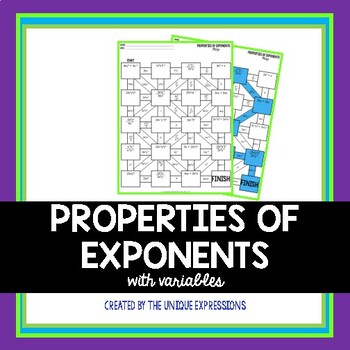 Preview of Properties of Exponents Maze Activity with Variables