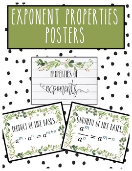 Preview of Properties of Exponents Posters Farmhouse Style