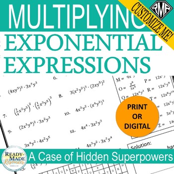 Preview of Multiplying Exponential Expressions (Positive Exponents) Activity + Digital