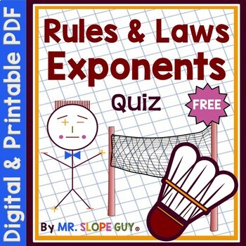 Preview of Properties of Exponents Quiz FREE