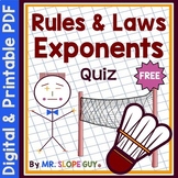 Properties of Exponents Quiz FREE