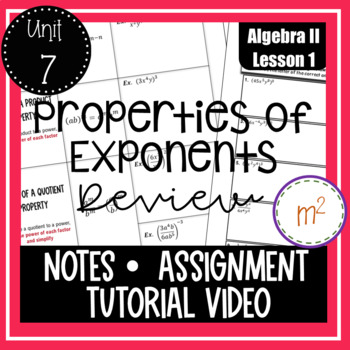 Preview of Properties of Exponents Review (Algebra 2)