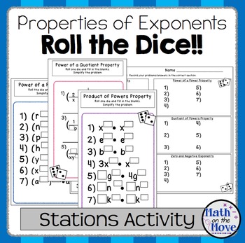 Preview of Exponent Properties - Roll the Dice! Stations Activity (8.EE.1)