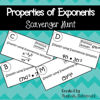 Preview of Properties of Exponents Scavenger Hunt