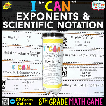 Preview of 8th Grade Math Game | Properties of Exponents & Scientific Notation