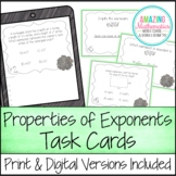 Properties of Exponents Task Cards - PDF & Digital