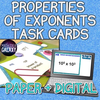 Preview of Properties of Exponents Digital Activity (task cards)