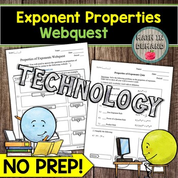 Preview of Exponent Properties Webquest Math