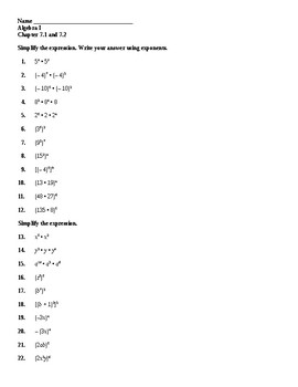 Preview of Properties of Exponents using Products