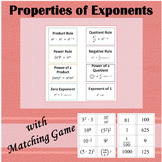 Properties of Exponents with Matching (Concentration) Game