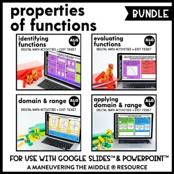 Preview of Properties of Functions Digital Math Activity Bundle | Algebra 1