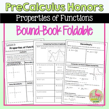 Preview of Properties of Functions Foldable (PreCalculus - Unit 1)