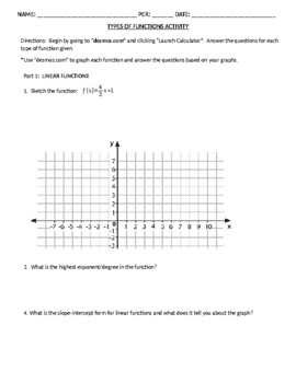 Preview of Properties of Functions (Linear, Quadratic, Exponential, Absolute Value)