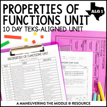 Preview of Properties of Functions Unit | Identify, Evaluate, & Graph Functions | TEKS