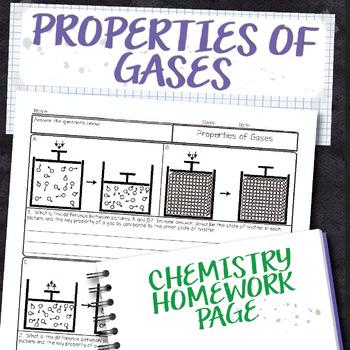 Properties of Gases Chemistry Homework Worksheet by Science With Mrs Lau