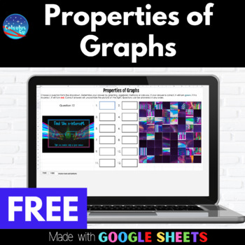 Preview of Properties of Graphs Digital Picture Unscramble using Google Sheets FREE