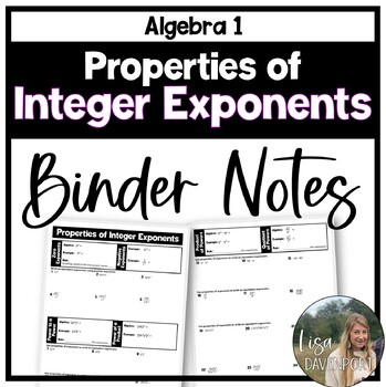 Preview of Properties of Integer Exponents - Binder Notes for Algebra 1