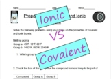 Properties of Ionic and Covalent Bonds Worksheet