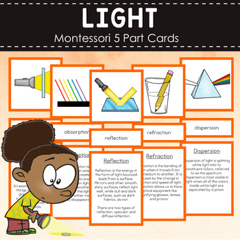 Preview of Properties of Light Montessori Cards - Reflection, Reflection, Optics