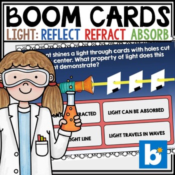 Preview of Properties of Light Reflection and Refraction Boom Cards 36 Questions Task Cards