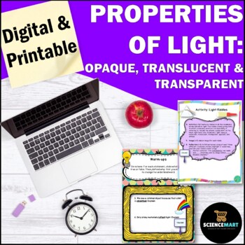 Preview of Properties of Light Waves Notes, Activity and Slides Guided Reading Digital 