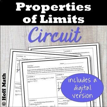 Preview of Properties of Limits CIRCUIT | Digital and Print