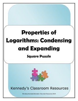 Preview of Properties of Logarithms: Condensing and Expanding - Square Puzzle