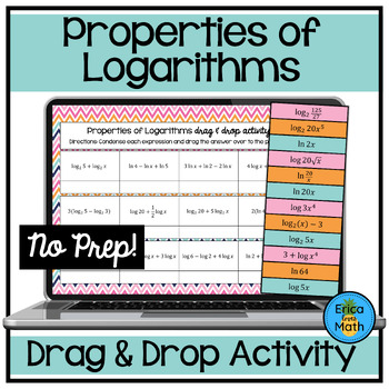 Preview of Properties of Logarithms Digital Drag & Drop Activity (Condense & Expand)