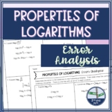Properties of Logarithms Error Analysis Activity