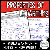 Properties of Logarithms Lesson Distance Learning