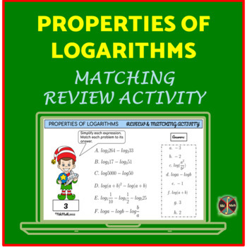 Preview of Properties of Logarithms - Matching Review Activity (40 Problems)