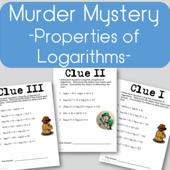 Preview of Properties of Logarithms - Murder Mystery!