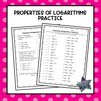 Preview of Properties of Logarithms Practice