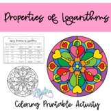 Properties of Logarithms Printable Coloring Activity 