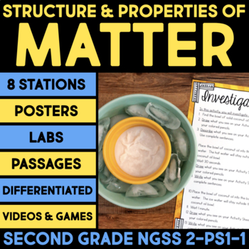 Preview of Properties of Matter 2nd Grade NGSS Science States of Matter Centers 2-PS1-1