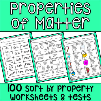 Preview of Properties of Matter BUNDLE- Worksheets, Sorts, and Tests