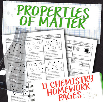 Preview of Properties of Matter Chemistry Homework Unit Bundle
