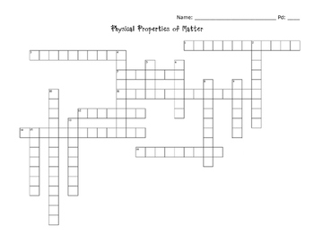 Properties of Matter Crossword Puzzle by Science Works by Shannon