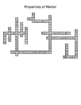 Properties of Matter Crossword Puzzle by Smiles in Science TpT