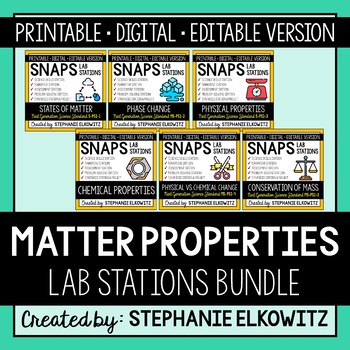 Preview of Matter Properties Lab Stations Bundle | Printable, Digital & Editable